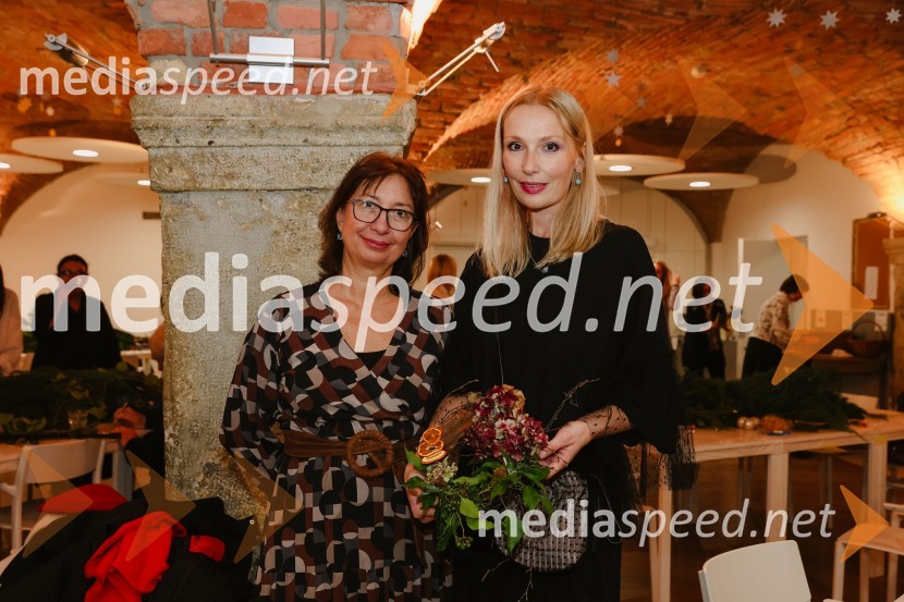  Branka Strmole Ukmar, Waldorfska šola Gorenjska;  Lali Sladjana Ilic, predsednica, društvo SILA IWCL - International Women's Club LjubljanaPletenje adventnih venčkov z znanimi gosti na Waldorfski šoli v Ljubljani 2022