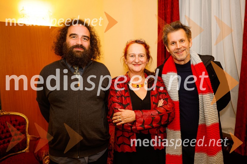   Jure Novak, režiser, direktor, Prešernovo gledališče Kranj;  Marinka Poštrak, dramaturginja, Prešernovo gledališče Kranj;  Aljoša Ternovšek, igralecDA ME JE STRAH?, premiera drame, Prešernovo gledališče Kranj