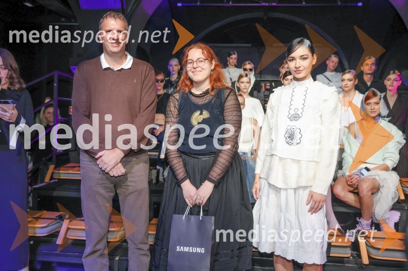  Bernard Pukart, vodja oddelka za mobilno telefonijo, Samsung;  Zala Jenček;  Marija Kljun, Immortal ModelsSamsung in LJFW s projektom Inspired by You