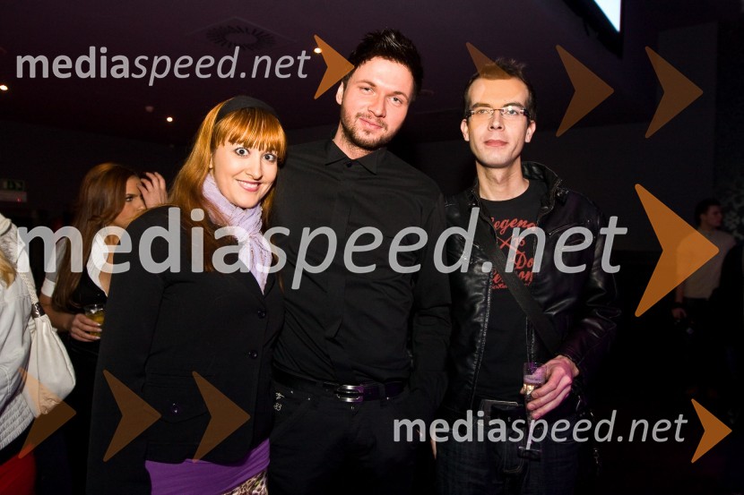 Mojca Kos, moderatorka Radia Net FM in Radia Rogla, Robert Roškar, moderator Radia Aktual in Bernard Stramič, napovedovalec Radia SlovenijaDiamanti, podelitev glasbenih nagrad