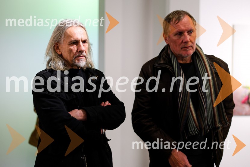  Jurij  Kalan, umetnik;  Aleksij Kobal, slikar in glasbenikOdprtje razstave Roberta Lozarja v Generali galeriji