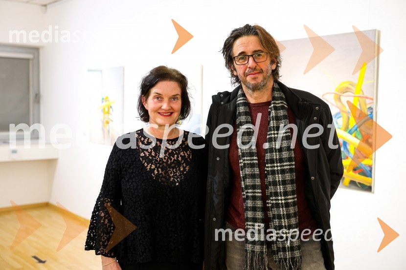  Petra  Bizilj Silva, kustosinja Generali galerije;  Robert Lozar, slikarOdprtje razstave Roberta Lozarja v Generali galeriji