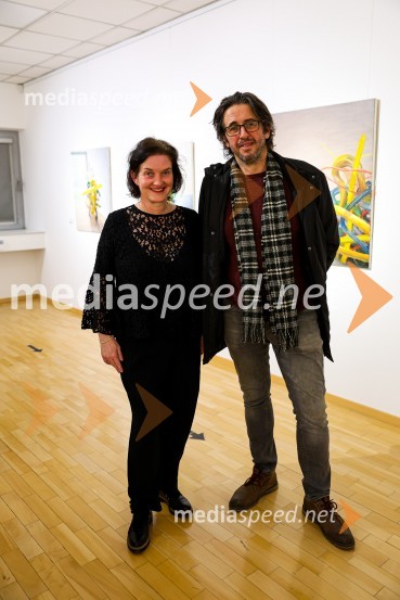 Petra  Bizilj Silva, kustosinja Generali galerije;  Robert Lozar, slikarOdprtje razstave Roberta Lozarja v Generali galeriji