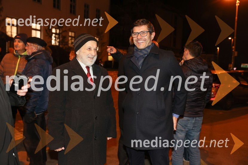   Vitomir Gros, nekdanji župan Kranja;  Matjaž Rakovec, župan Mestne občine KranjSpominska slovesnost ob dnevu samostojnosti in enotnosti, Mestna občina Kranj