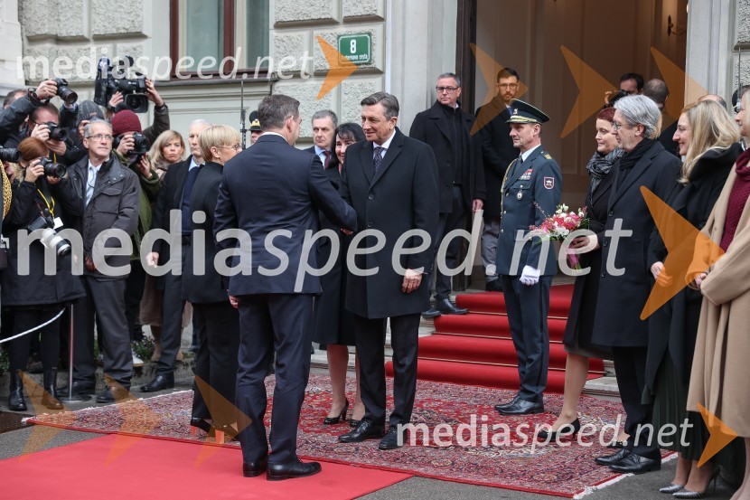 dr. Aleš Musar, lastnik Ruske dače;  Borut Pahor, nekdanji predsednik Republike SlovenijePrimopredaja poslov med Borutom Pahorjem in novo predsednico Natašo Pirc Musar