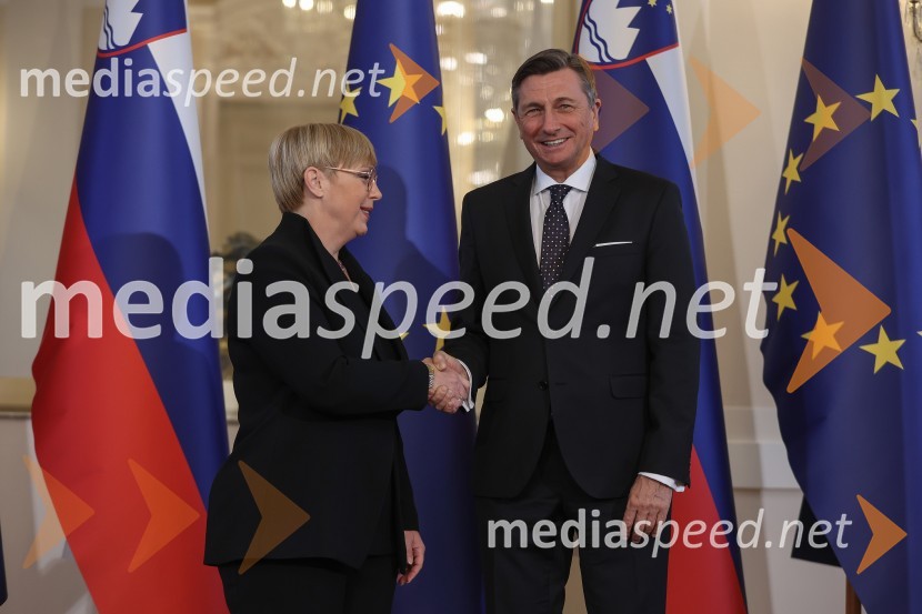 dr. Nataša Pirc Musar, predsednica Republike Slovenije;  Borut Pahor, nekdanji predsednik Republike SlovenijePrimopredaja poslov med Borutom Pahorjem in novo predsednico Natašo Pirc Musar