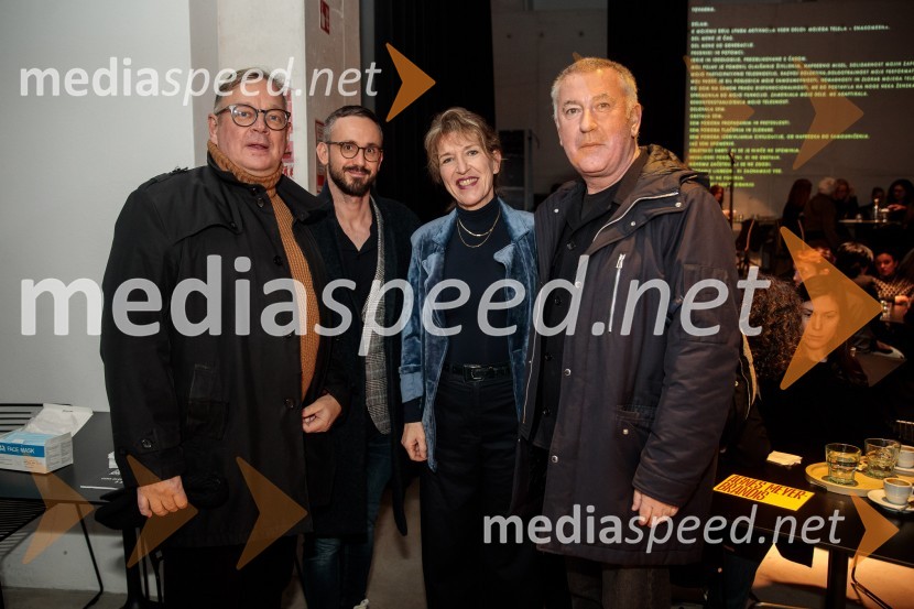  Robert Waltl, direktor, Mini teater;  Jernej Pristov, vodja službe za odnose z javnostmi SNG Drama Ljubljana;  Vesna Jurca Tadel, ravnateljice SNG Drama Ljubljana;  Ivica Buljan, režiserGibanje, premiera gledališke igre v Cukrarni