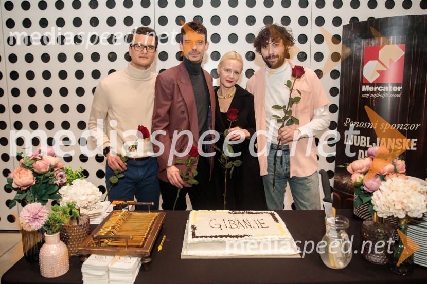  Juš A. Zidar, režiser;  Nejc Cijan Garlatti, igralec;  Polona  Juh, igralka;  Benjamin Krnetić, igralecGibanje, premiera gledališke igre v Cukrarni