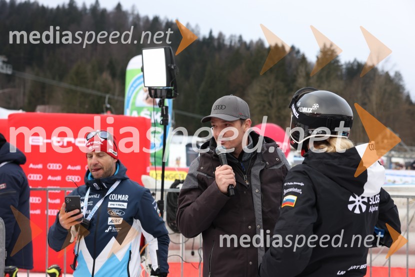  Rene Mlekuž, nekdanji smučar;  Mitja Šeško, moderator prireditev ;  Ana Bucik Jogan, smučarka59. Zlata lisica, VIP sobota