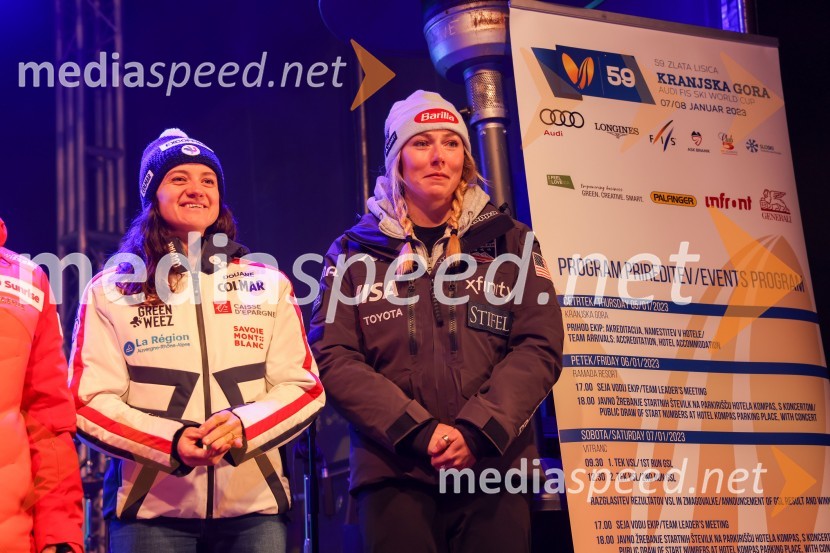  Coralie Frasse Sombet, smučarka (Francija);  Mikaela Shiffrin, smučarka (ZDA)Sobotna podelitev in žreb, 59. Zlata lisica