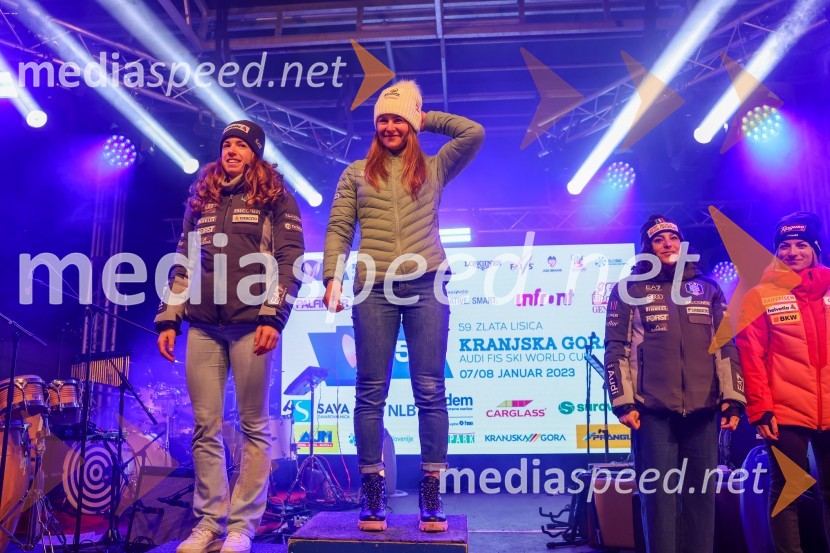  Marta Bassino, smučarka (Italija);  Valérie Grenier , smučarka (Kanada)Sobotna podelitev in žreb, 59. Zlata lisica