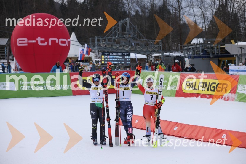  Federica Brignone, smučarka (Italija);  Mikaela Shiffrin, smučarka (ZDA);  Lara Gut-Behrami, smučarka (Švica)59. Zlata lisica, nedelja