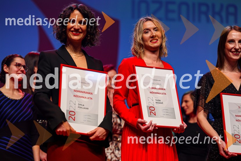  Špela Poklukar, specialistka strojnega učenja, Endava, digitalne rešitve, d.o.o.;  Tajda Bogovič, azvijalka programske opreme, MESI, razvoj medicinskih naprav, d.o.o.;  Tajda Pirnat, specialistka za skladnost produktov z direktivami in regulativami, Danfoss Trata d.o.o.Inženirka leta 2022 je Rosana Kolar