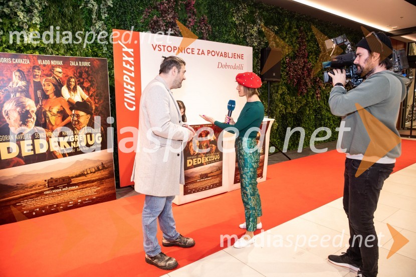  Goran  Navojec, igralec;  Ana Raščan, voditeljica in novinarkaDedek gre na jug premiera, Cineplexx Ljubljana