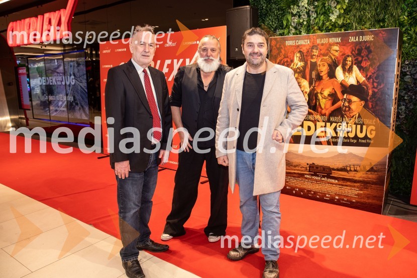  Jonas Žnidaršič, igralec;  Vinci Vogue Anžlovar, scenarist;  Goran  Navojec, igralecDedek gre na jug premiera, Cineplexx Ljubljana