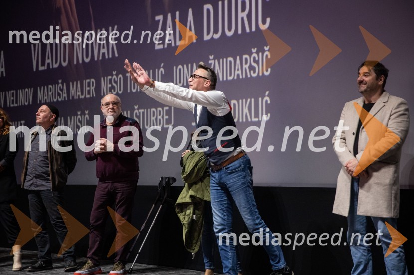  Milko Lazar, skladatelj, pianist;  Branislav Brana Srdić , filmski producent;  Nenad Tokalić, igralec;  Goran  Navojec, igralecDedek gre na jug premiera, Cineplexx Ljubljana