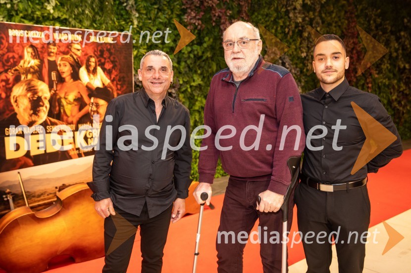  Jože Kontrec, Langa;  Branislav Brana Srdić , filmski producent;  Dominik Kontrec, član skupine, Mlada LangaDedek gre na jug premiera, Cineplexx Ljubljana