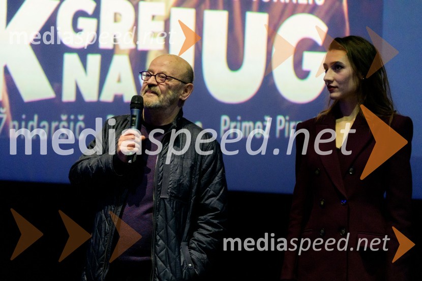  Vlado Novak, igralec;  Zala Djurić, igralkaPremiera filma Dedek gre na jug, Maribox