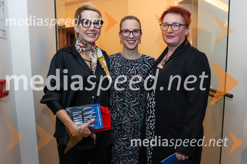  Natalija Cvetko, Mediaspeed d.o.o.;  Barbara Petrovič, vodja marketinga in odnosov za javnostmi SLG Celje;  Urška Vouk, program SLG CeljeOblast teme, premiera drame v SLG Celje