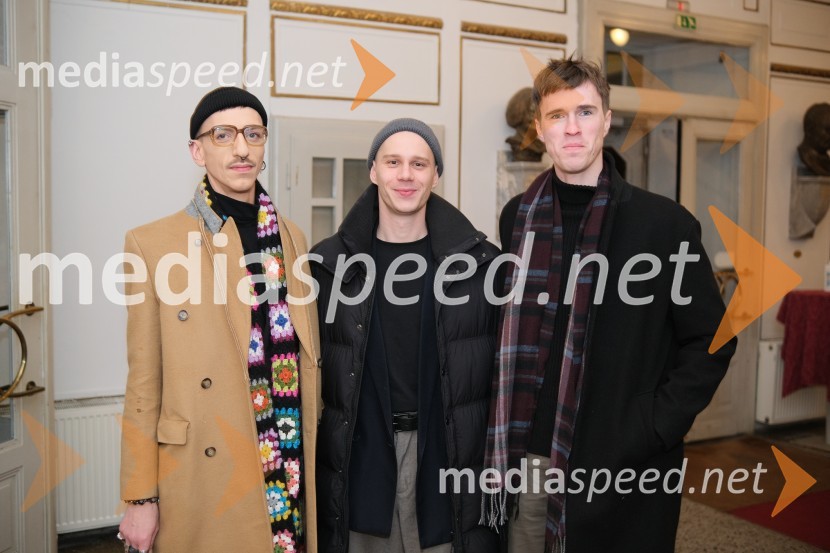  Matjaž Plošinjak, modni oblikovalec;  Timon Šturbej, igralec;  Urban Kuntarič, igralecMrtvaški ples Augusta Strindberga v režiji Eduarda Milerja