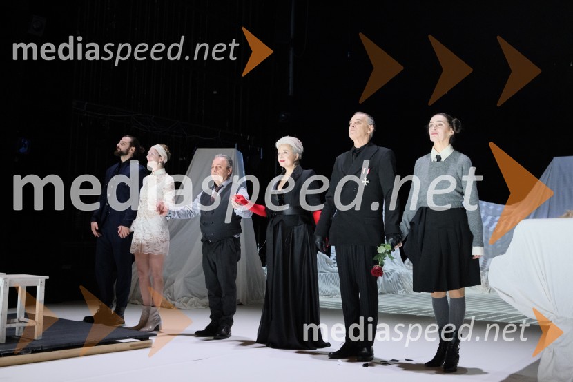  Domen Novak, igralec ;  Eva Jesenovec, igralka;  Bojan Emeršič, igralec;  Nataša Barbara Gračner, režiserka in igralka;   Igor  Samobor, igralec;  Petra Govc, igralkaMrtvaški ples Augusta Strindberga v režiji Eduarda Milerja