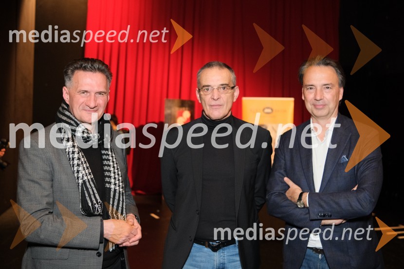  Milan Martin Cvikl, viceguverner Banke Slovenije;   Igor  Samobor, igralec;  Tomislav  Čizmić, predsednik uprave, Mercator d.d.Mrtvaški ples Augusta Strindberga v režiji Eduarda Milerja