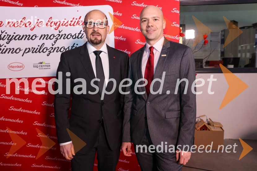  Gregor Majcen, direktor, Henkel Maribor;  Matej Blažič, direktor, Saubermacher OutsourcingOdprtje Saubermacher Outsourcing logističnega centra v Hočah