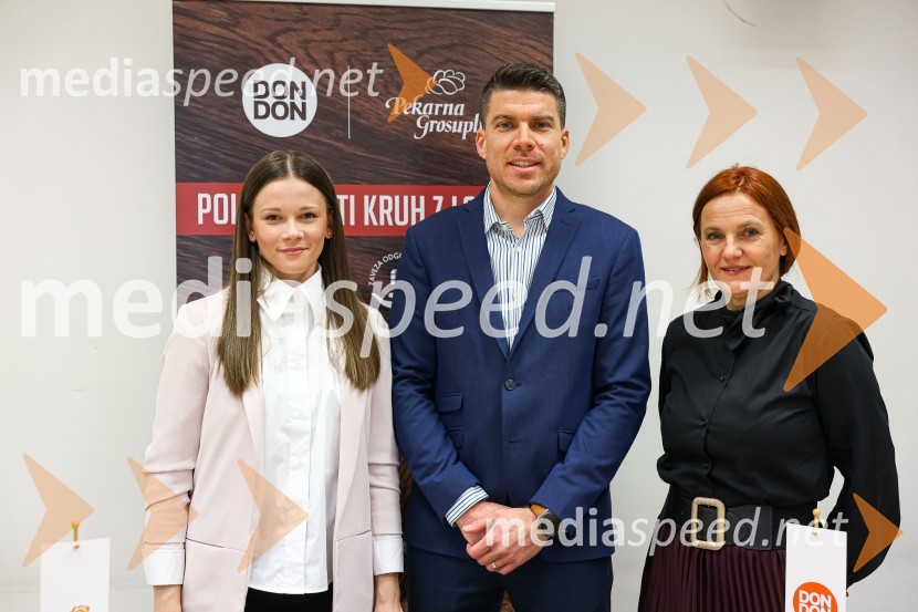  Alenka Sinjur, razvojna tehnologinja, Pekarna Grosuplje, Don Don d.o.o.;  Jaka Lončarič, direktor marketinga in razvoja, Pekarna Grosuplje, Don Don d.o.o.;  ... Razglašena so najbolj inovativna živila leta 2023