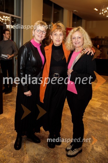  Mirijam Drnovšček, direktorica Prešernovega gledališča Kranj;  Barbara Hieng Samobor, direktorica in umetniška vodja MGL;  ... Ruta Grupa Triglav 2023, odprtje gledališkega festivala s premierno uprizoritvijo drame Praznovanje