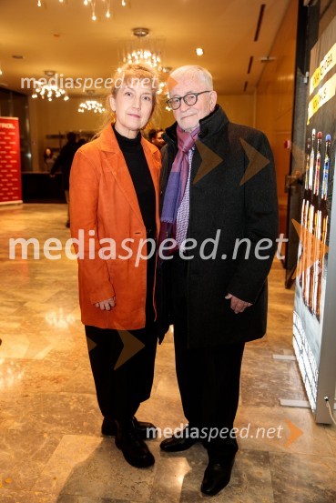  Barbara Hieng Samobor, direktorica in umetniška vodja MGL; dr. Peter  Čeferin, pravnik, pisateljRuta Grupa Triglav 2023, odprtje gledališkega festivala s premierno uprizoritvijo drame Praznovanje