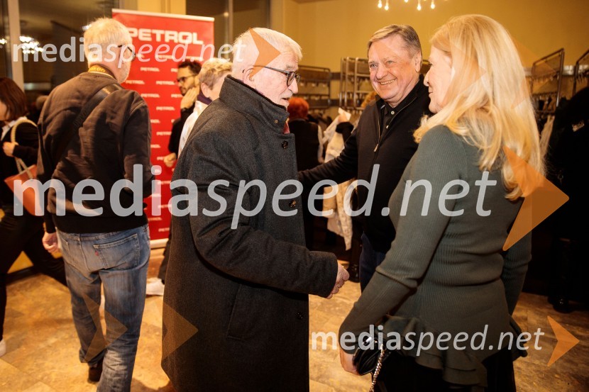 dr. Peter  Čeferin, pravnik, pisatelj;  Zoran Janković, župan, Mestna občina Ljubljana;  Mija Janković, soproga Zorana JankovićaRuta Grupa Triglav 2023, odprtje gledališkega festivala s premierno uprizoritvijo drame Praznovanje