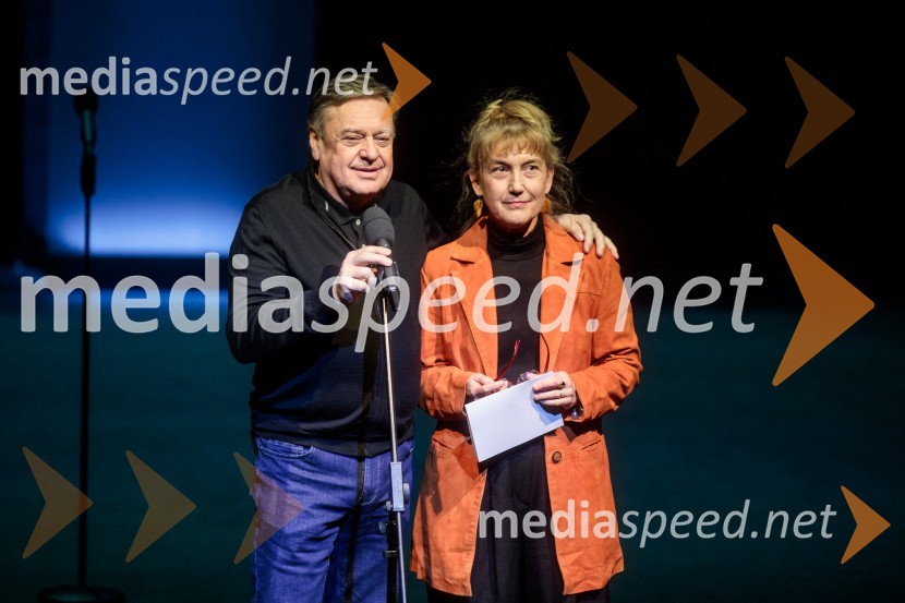  Zoran Janković, župan, Mestna občina Ljubljana;  Barbara Hieng Samobor, direktorica in umetniška vodja MGLRuta Grupa Triglav 2023, odprtje gledališkega festivala s premierno uprizoritvijo drame Praznovanje