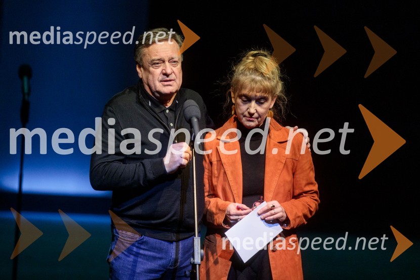  Zoran Janković, župan, Mestna občina Ljubljana;  Barbara Hieng Samobor, direktorica in umetniška vodja MGLRuta Grupa Triglav 2023, odprtje gledališkega festivala s premierno uprizoritvijo drame Praznovanje