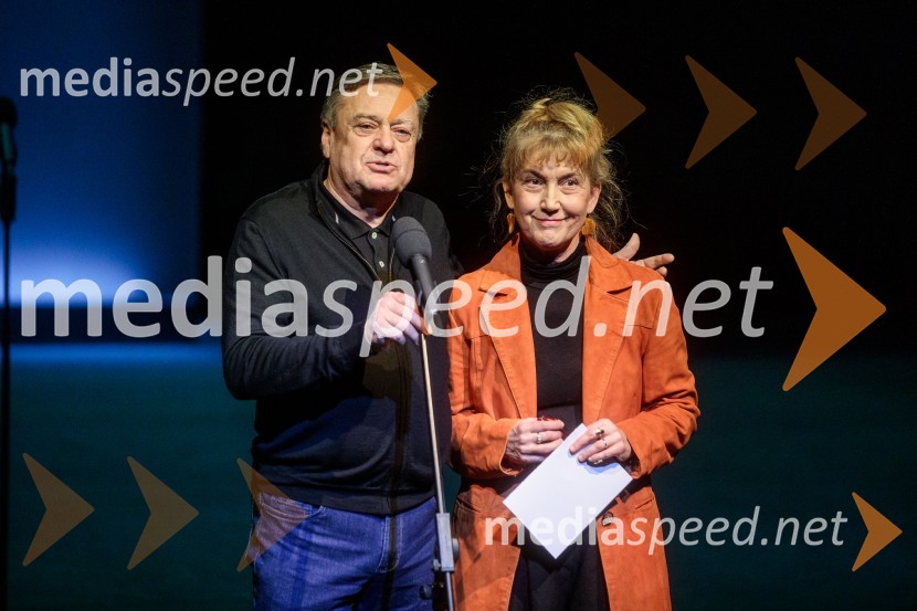  Zoran Janković, župan, Mestna občina Ljubljana;  Barbara Hieng Samobor, direktorica in umetniška vodja MGLRuta Grupa Triglav 2023, odprtje gledališkega festivala s premierno uprizoritvijo drame Praznovanje