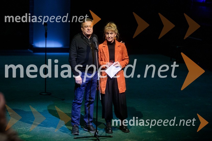  Zoran Janković, župan, Mestna občina Ljubljana;  Barbara Hieng Samobor, direktorica in umetniška vodja MGLRuta Grupa Triglav 2023, odprtje gledališkega festivala s premierno uprizoritvijo drame Praznovanje