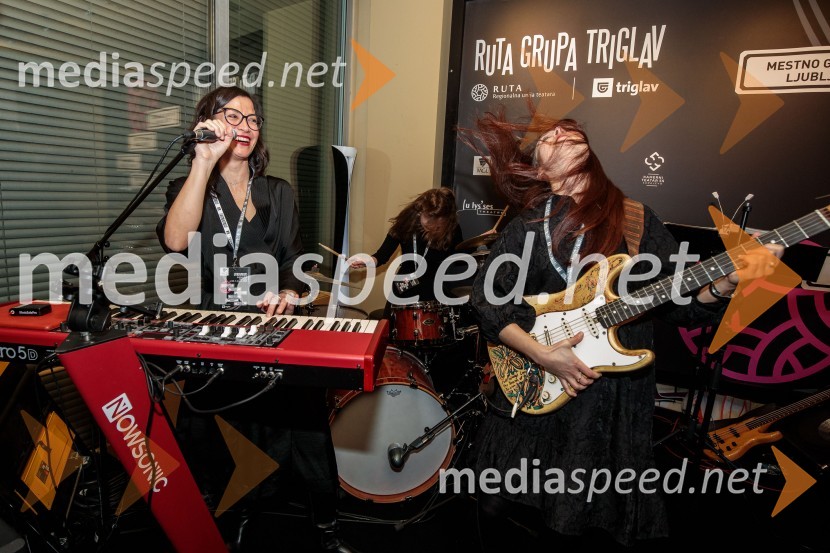  Simona  Belle, služba za stike z javnostmi MGL;  ... ;  Katarina Koprivnikar, marketing MGLRuta Grupa Triglav 2023, odprtje gledališkega festivala s premierno uprizoritvijo drame Praznovanje