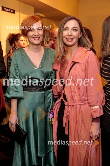 dr. Asta Vrečko, ministrica za kulturo;  Melita Kontrec, novinarka kulture TV SlovenijaRuta Grupa Triglav 2023, odprtje gledališkega festivala s premierno uprizoritvijo drame Praznovanje