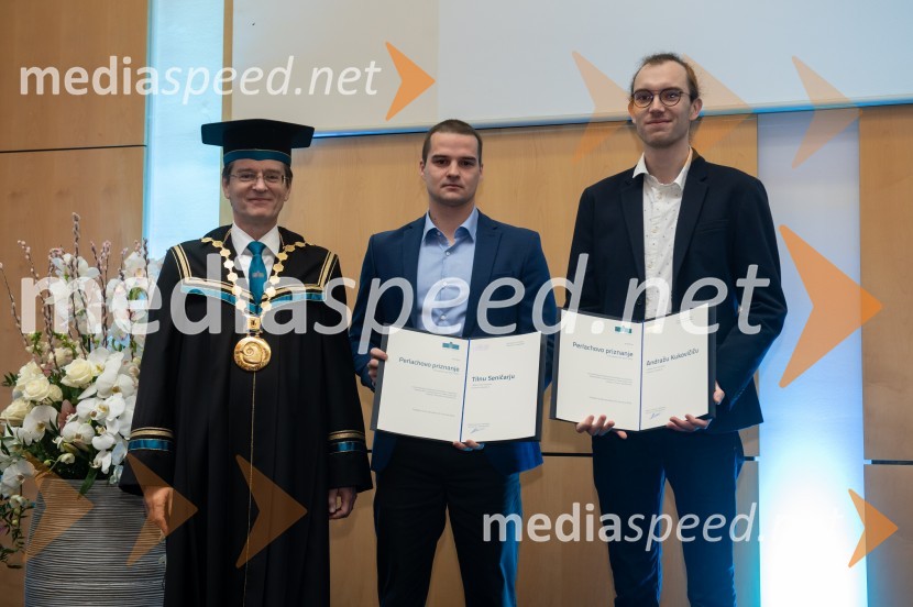 prof. dr. Zdravko Kačič, rektor Univerze v Mariboru;  Tilen Seničar;  Andraž KukovičičRektorjev dan Univerze v Mariboru, 2023