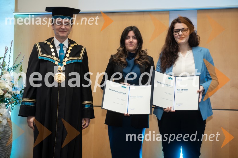 prof. dr. Zdravko Kačič, rektor Univerze v Mariboru;  Tamara Šterlek;  Nika StrašekRektorjev dan Univerze v Mariboru, 2023