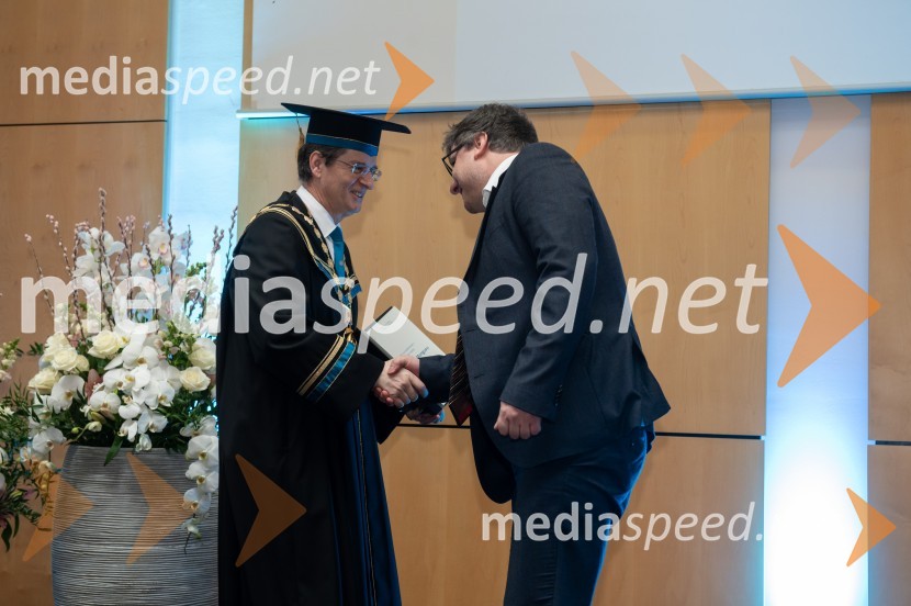 prof. dr. Zdravko Kačič, rektor Univerze v Mariboru; doc. dr. Domen Mongus, Fakulteta za elektrotehniko, računalništvo in informatikoRektorjev dan Univerze v Mariboru, 2023