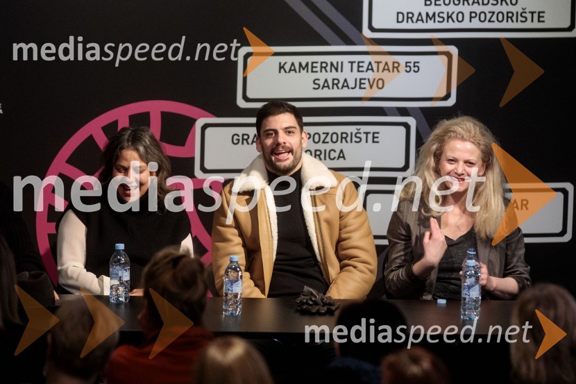  Lenka Udovički, režiserka, soproga Radeta Šerbedžije;  Milan Marić, igralec;  Katarina Bistrović Darvaš, igralkaKdo se boji Virginie Woolf?, gledališki festival Ruta Grupa Triglav 2023