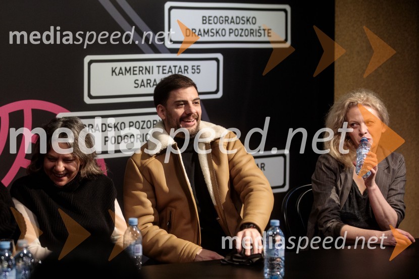  Lenka Udovički, režiserka, soproga Radeta Šerbedžije;  Milan Marić, igralec;  Katarina Bistrović Darvaš, igralkaKdo se boji Virginie Woolf?, gledališki festival Ruta Grupa Triglav 2023