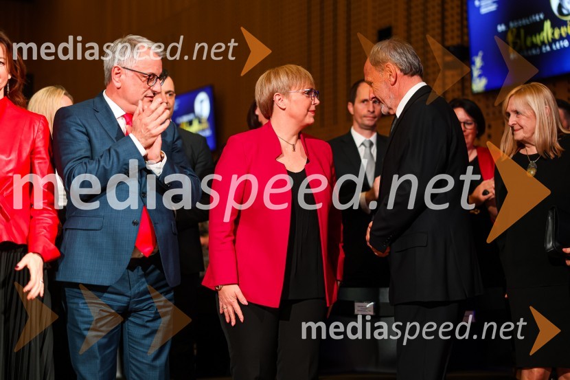  Matjaž Han, minister za gospodarski razvoj in tehnologijo; dr. Nataša Pirc Musar, predsednica Republike Slovenije;  ... 58. podelitev Bloudkovih priznanj za leto 2022