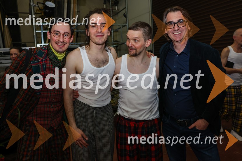  Žan Koprivnik, igralec;  Petja Labović, igralec;  Matevž Biber, igralec;  Aleksandar  Popovski, režiser, umetniški direktor Drame SNG MariborFrank V., premiera drame v SNG Maribor