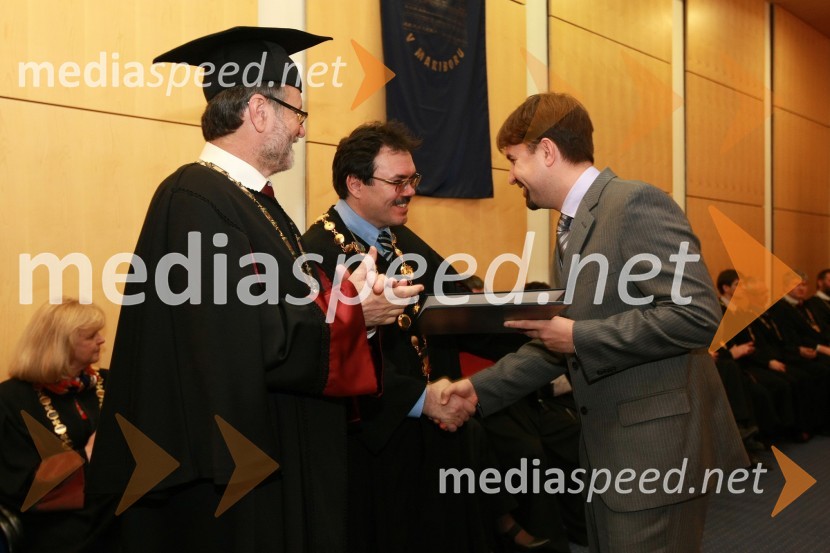 Prof. dr. Ivan Rozman, rektor Univerze v Mariboru in dr. Sebastjan Bevc, Medicinska fakultetaRektorjev dan Univerze v Mariboru 2009, promocija doktorjev znanosti in podelitev nagrad