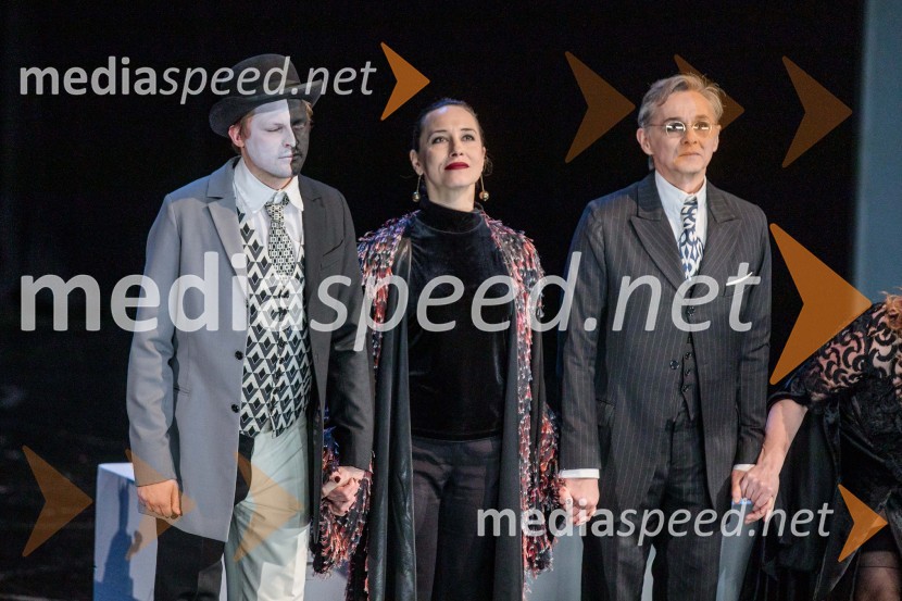  Marin Klišmanić, igralec;  Ksenija Marinković, igralka, v.d. ravnateljice ZKM Zagreb;   Livio Badurina, igralecMiroslav Krleža: V agoniji, drama, Cankarjev dom