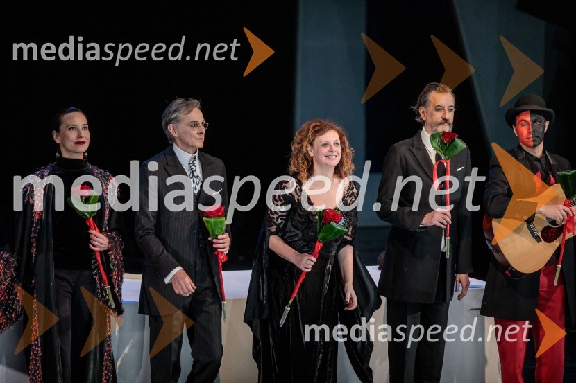  Ksenija Marinković, igralka, v.d. ravnateljice ZKM Zagreb;   Livio Badurina, igralec;  Nina Violić, igralka;  Krešimir Mikić, igralec;  Ivan Colarić, igralecMiroslav Krleža: V agoniji, drama, Cankarjev dom