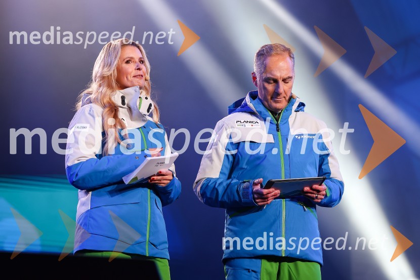  Bernarda Žarn, voditeljica;  Igor Evgen Bergant, novinar in TV voditelj43. FIS svetovno prvenstvo v nordijskem smučanju, slovesnost ob odprtju