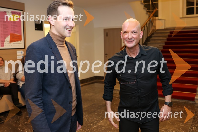  Matija Kovač, župan, MO Celje;  Miha Golob, upravnik in umetniški vodja, SLG Celje31. Dnevi Komedije v Celju, otvoritev festivala s predstavo Nikoli ni prepozno