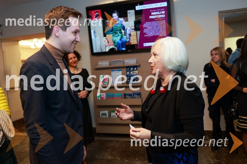  Matija Kovač, župan, MO Celje;  Andreja  Rihter, direktorica, Forum slovanskih kultur in nekdanja ministrica za kulturo31. Dnevi Komedije v Celju, otvoritev festivala s predstavo Nikoli ni prepozno